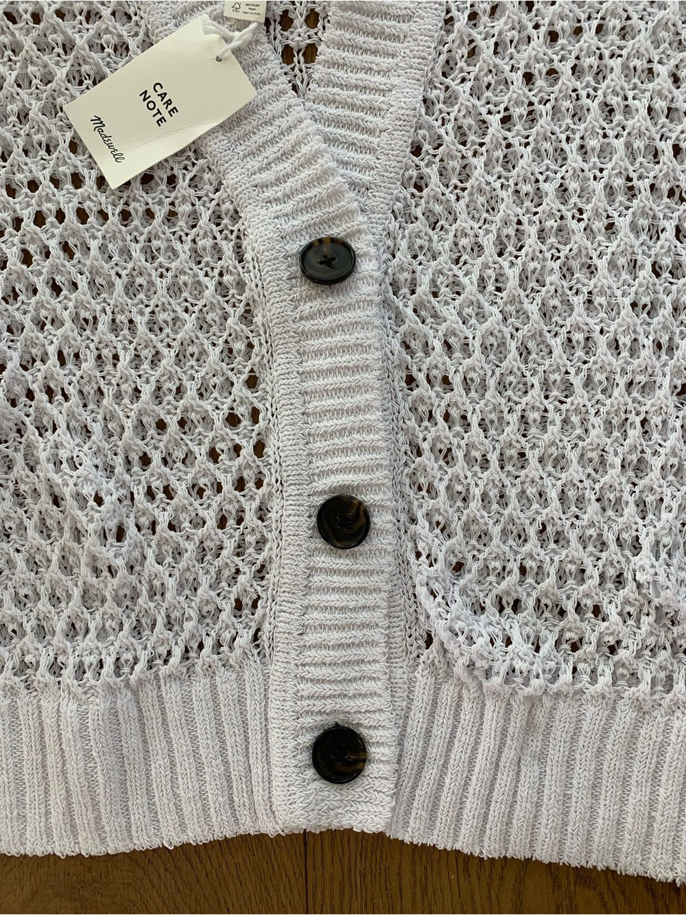 Madewell White Open-Stitch Cropped Button Cardigan - Picture 4 of 5